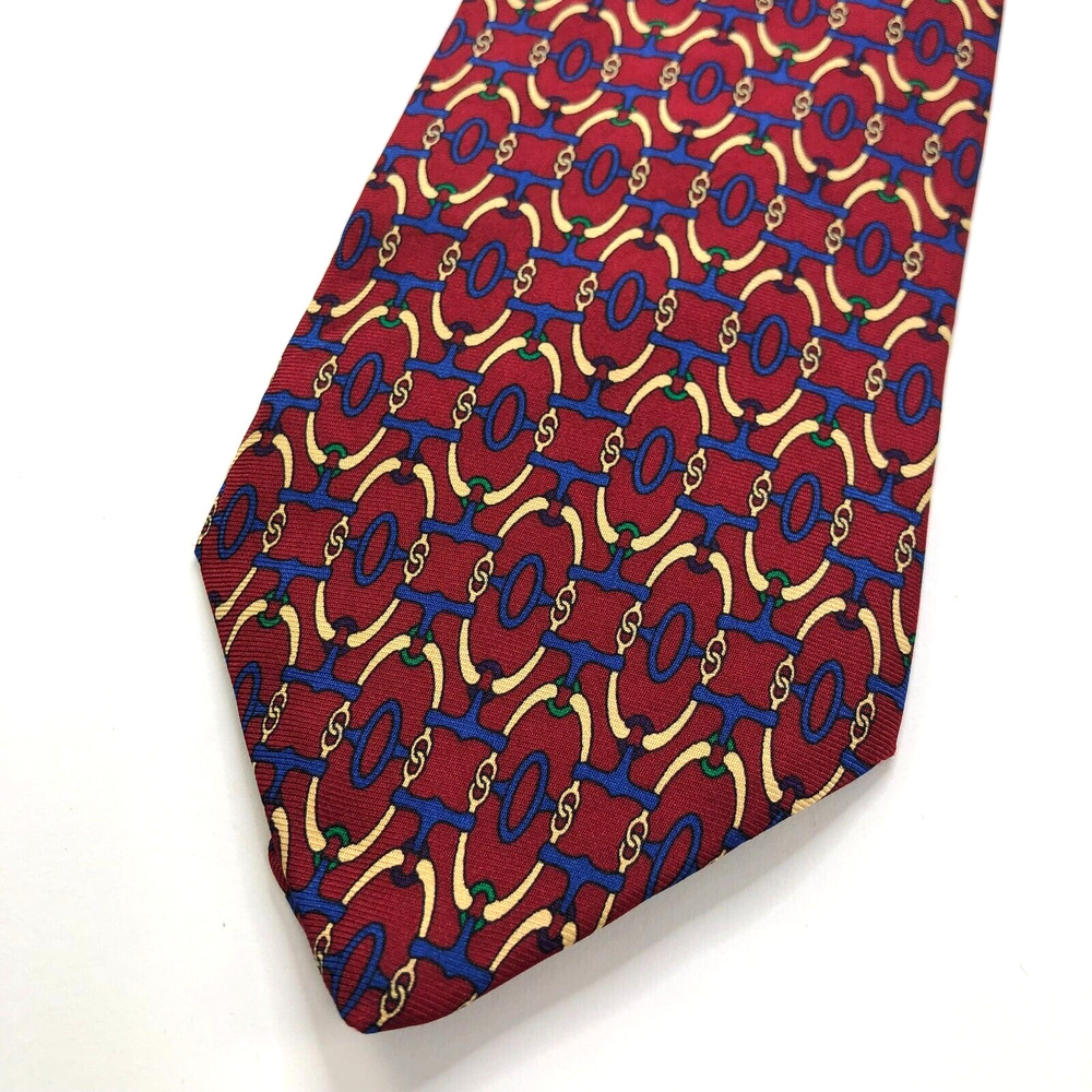 Brooks Brothers Makers 100% Silk Neck Tie Chain Link All Over Print 3.5" / 56-in